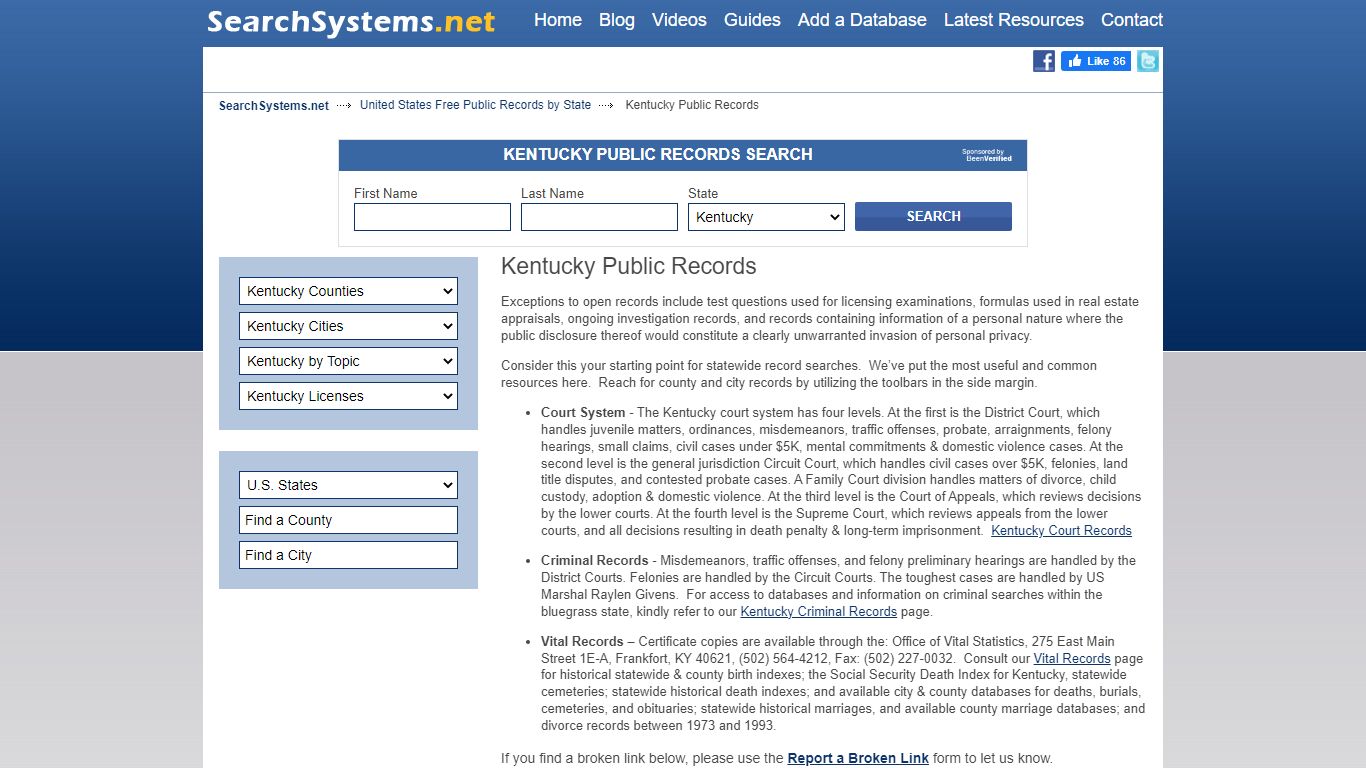 Kentucky Public Records Search